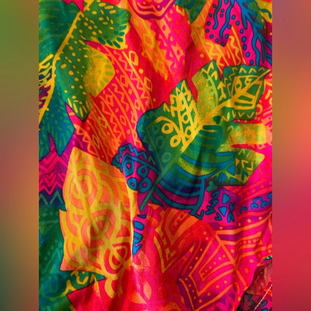 Pacific Connections Vintage Neon Multicolor Girls' One-Piece Swimsuit 8-10‎